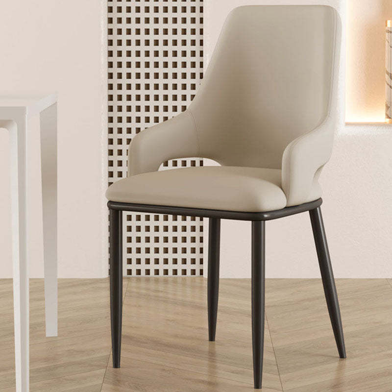 Scandinavian Curved Leather Carbon Steel Chair