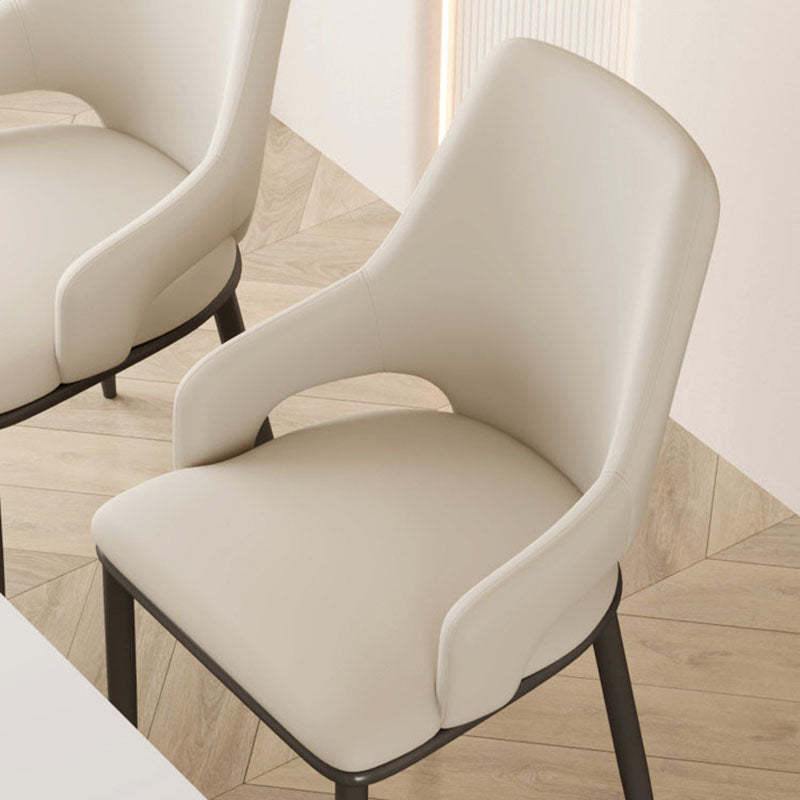 Scandinavian Curved Square Leather Carbon Steel Chair