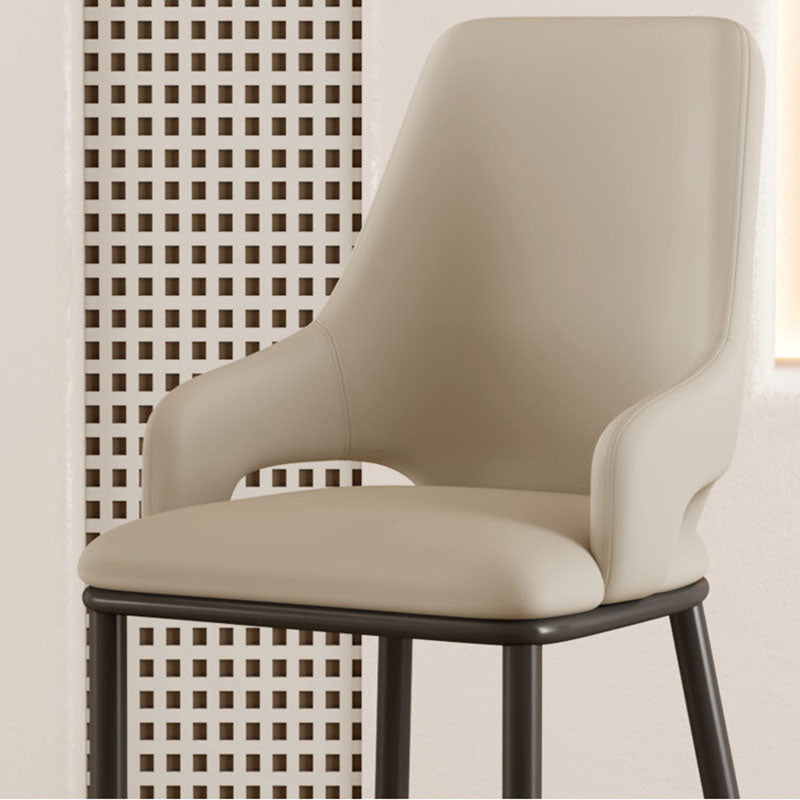 Scandinavian Curved Square Leather Carbon Steel Chair
