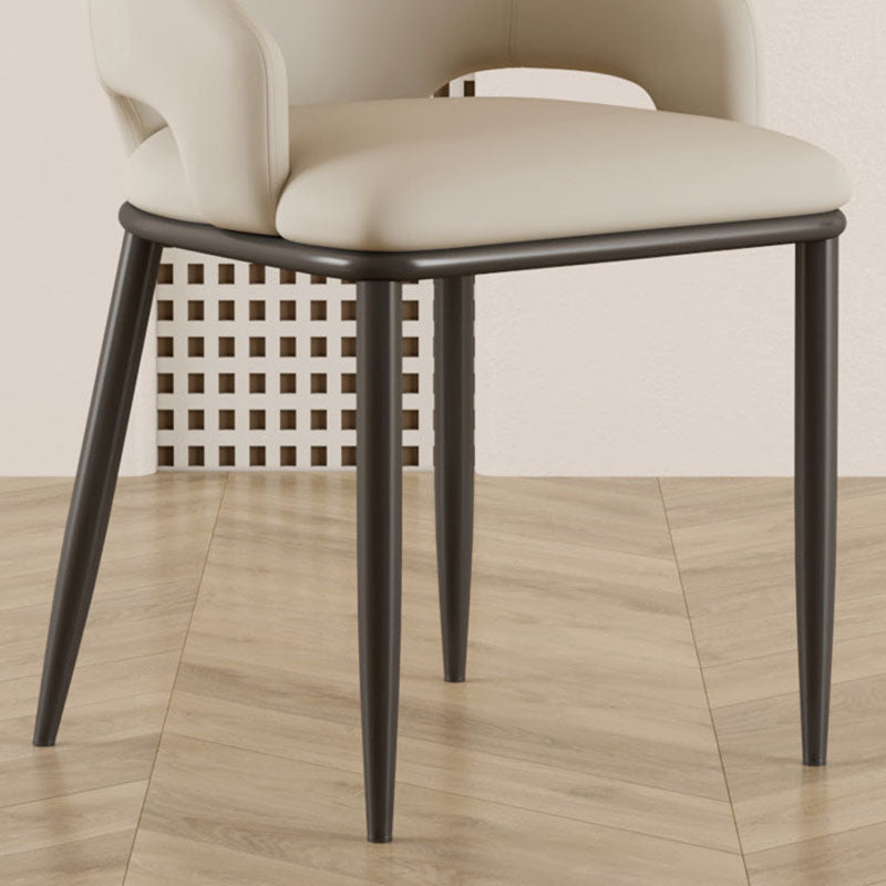 Scandinavian Curved Square Leather Carbon Steel Chair