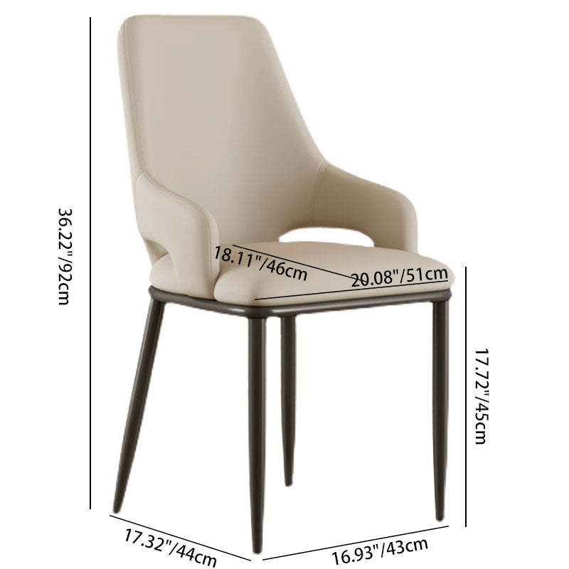 Scandinavian Curved Square Leather Carbon Steel Chair — Orange