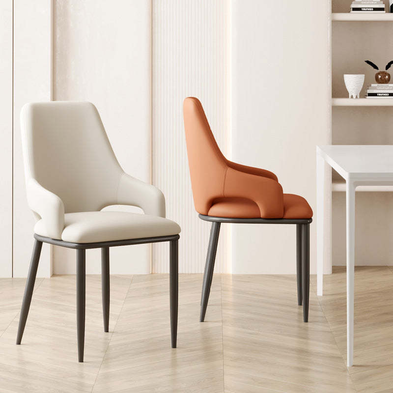 Scandinavian Curved Square Leather Carbon Steel Chair