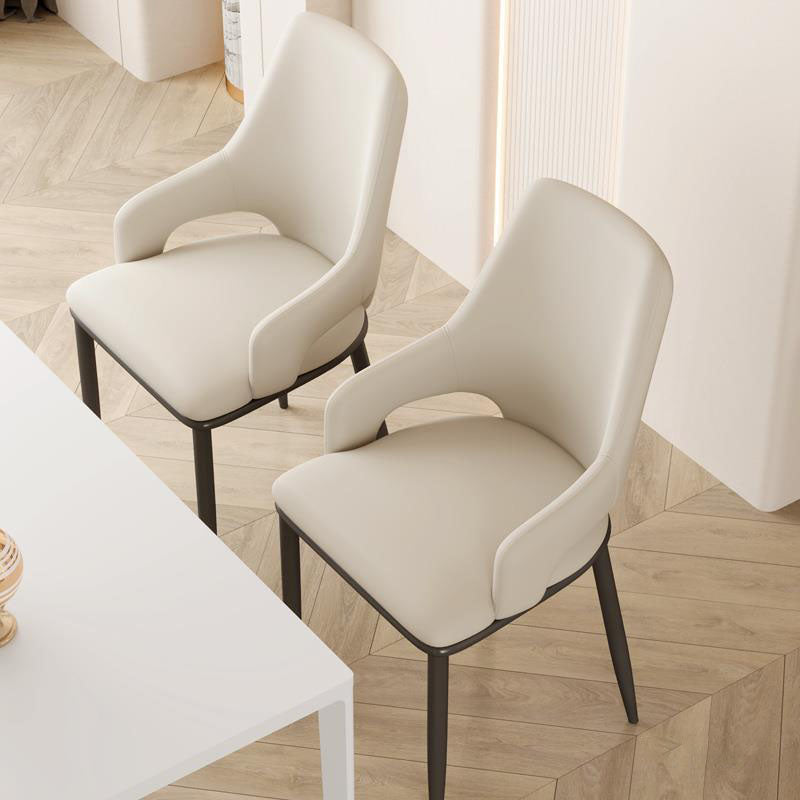 Scandinavian Curved Square Leather Carbon Steel Chair