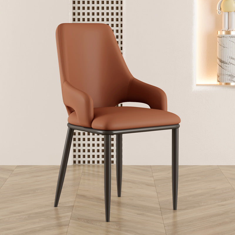 Scandinavian Curved Leather Carbon Steel Chair — Orange