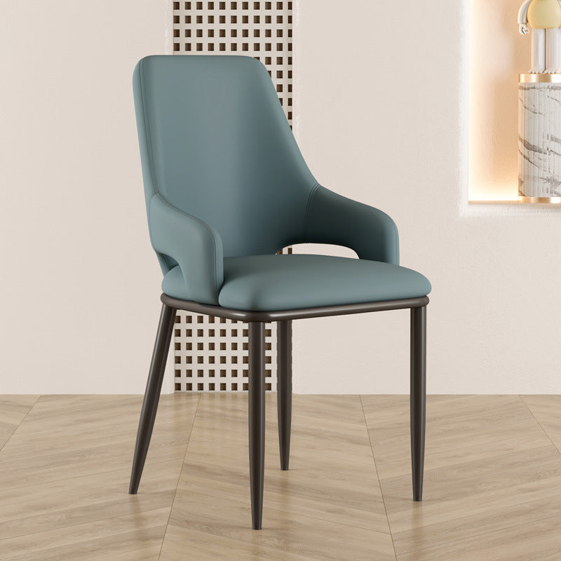 Scandinavian Curved Square Leather Carbon Steel Chair