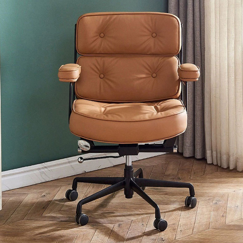 Contemporary Luxury Oval Leather Aluminum Armrest Chair