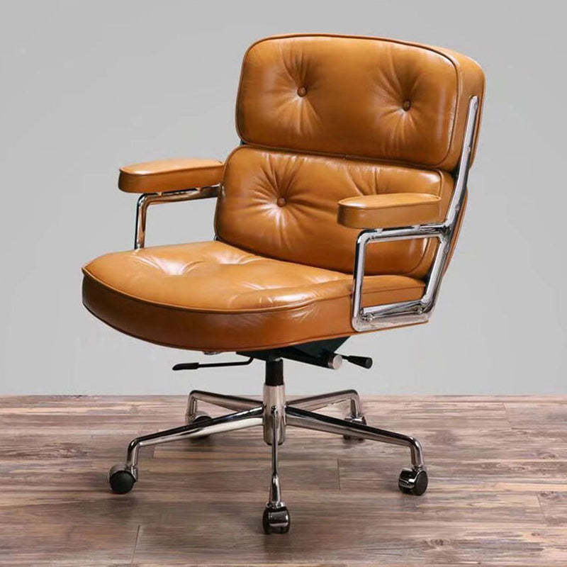 Contemporary Luxury Oval Leather Aluminum Armrest Chair