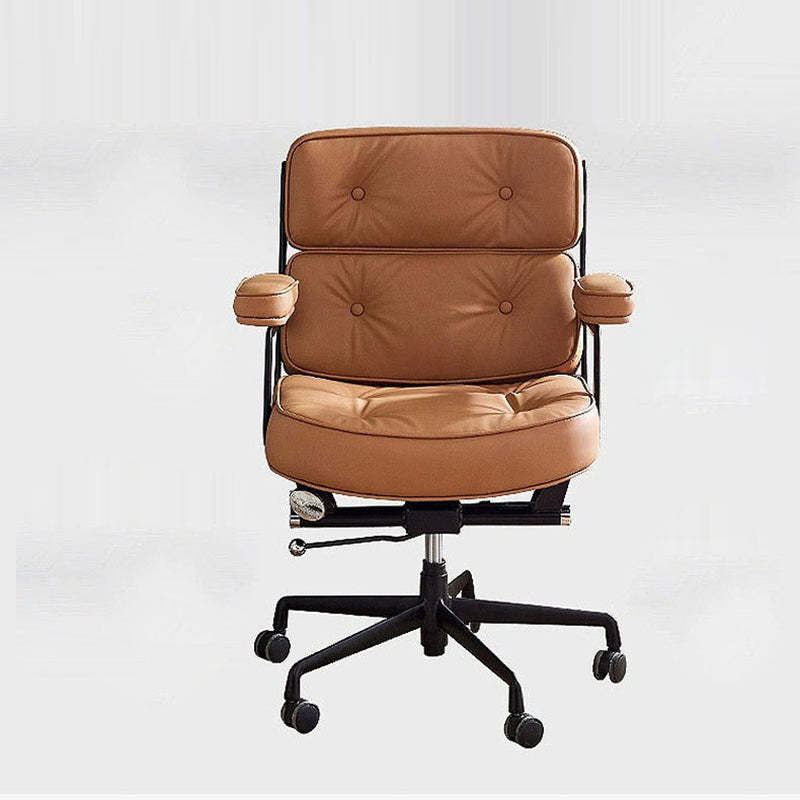Contemporary Luxury Oval Leather Aluminum Armrest Chair
