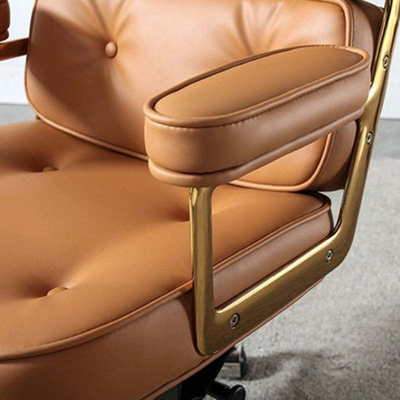 Contemporary Luxury Oval Leather Aluminum Armrest Chair