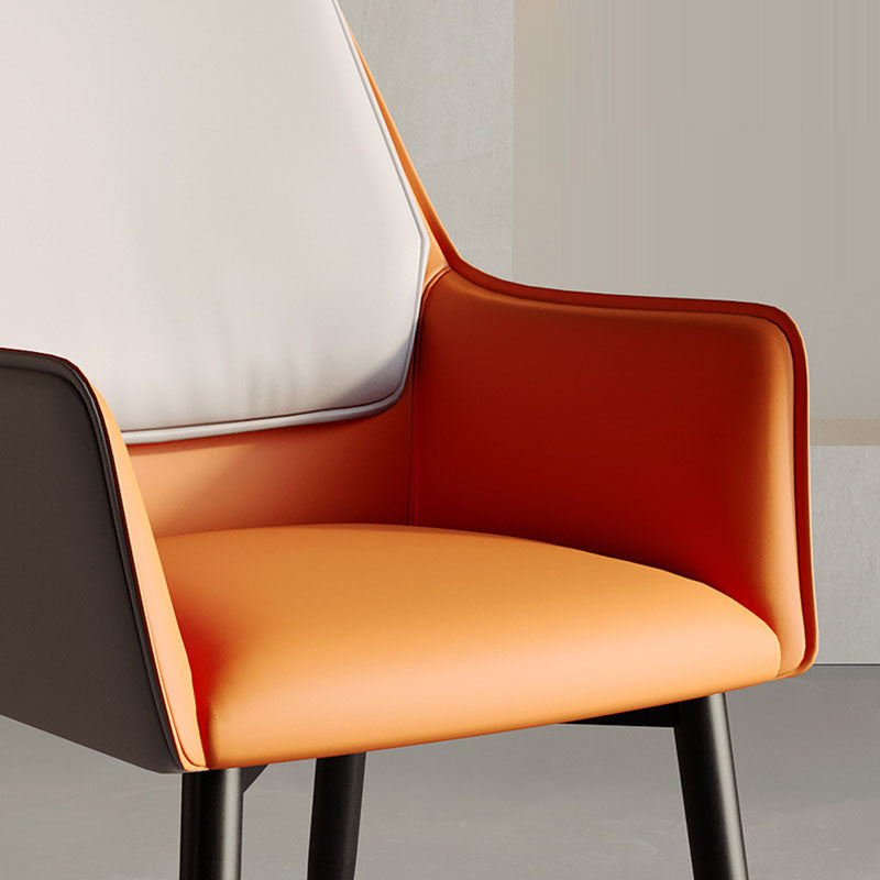 Contemporary Leather Carbon Steel Chair — Brown