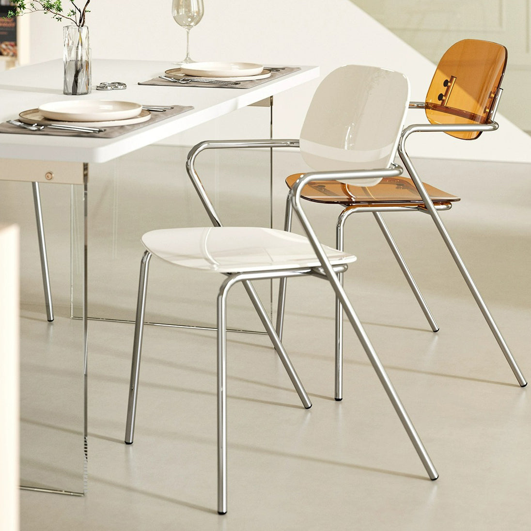 Minimalist Acrylic Iron Armchair