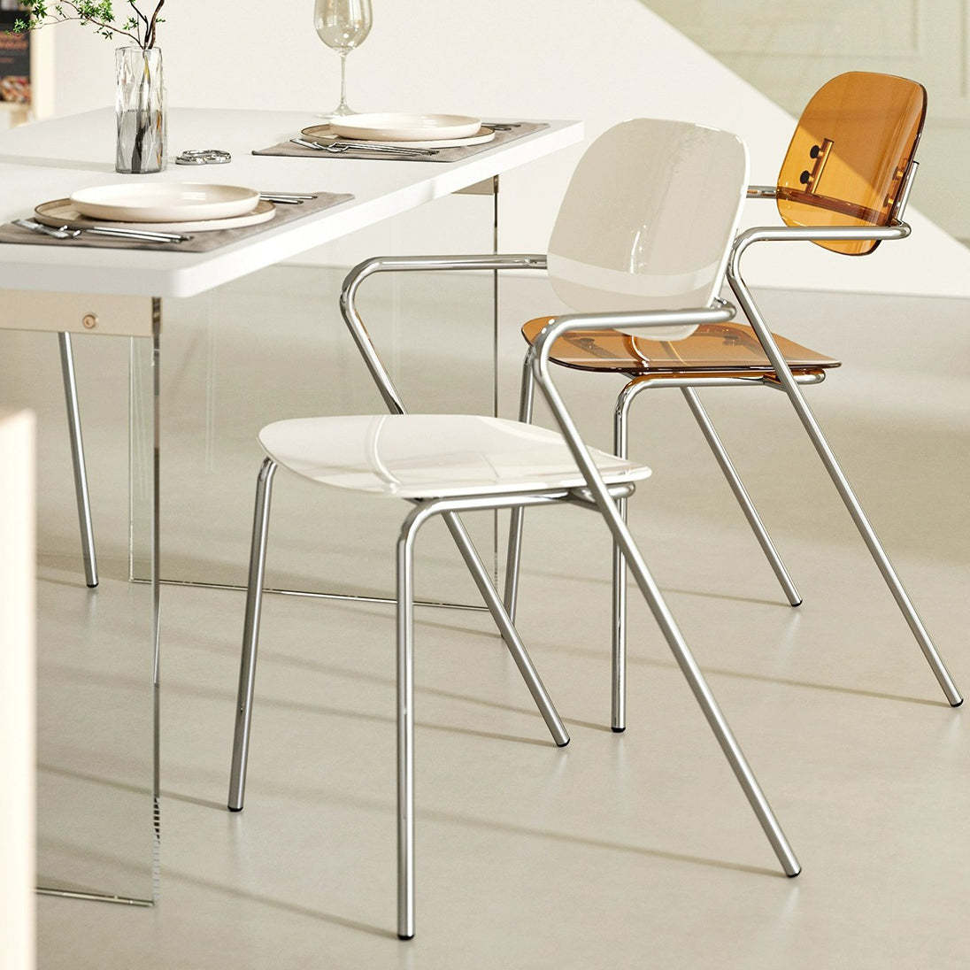 Minimalist Acrylic Iron Armchair