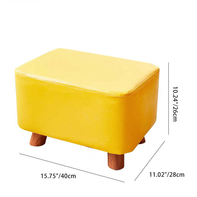 Contemporary Leather Wood Footstool