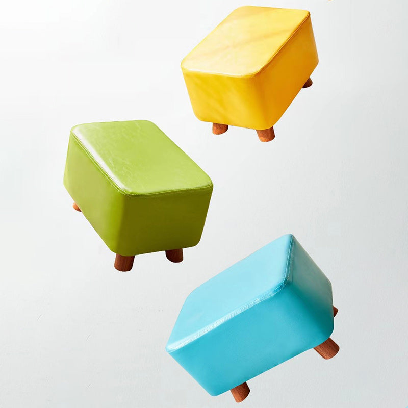 Contemporary Leather Wood Footstool