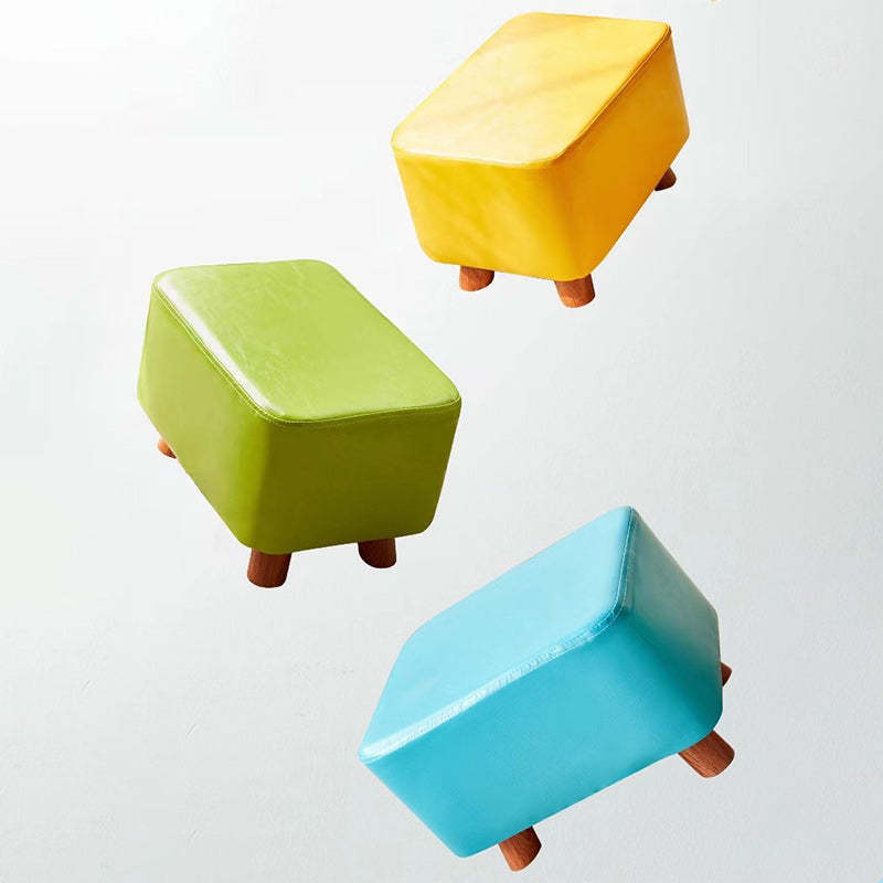 Contemporary Leather Wood Footstool