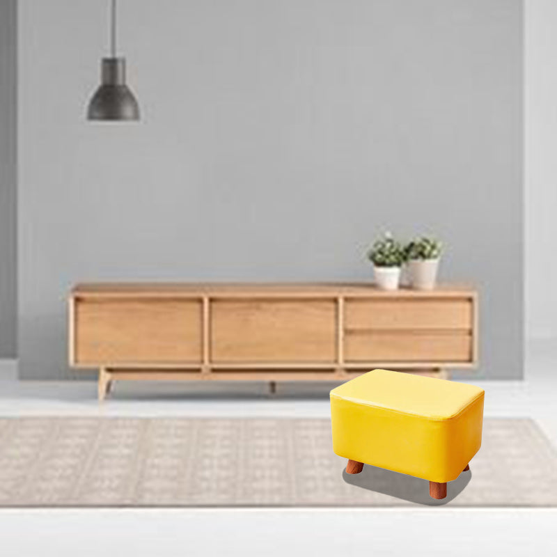 Contemporary Leather Wood Footstool