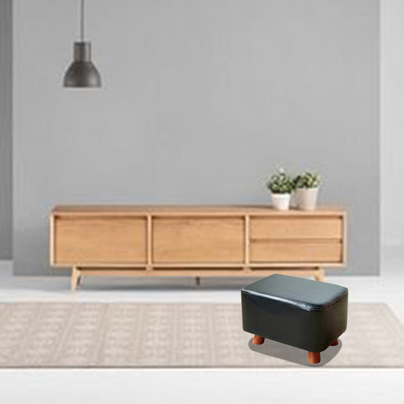 Contemporary Leather Wood Footstool