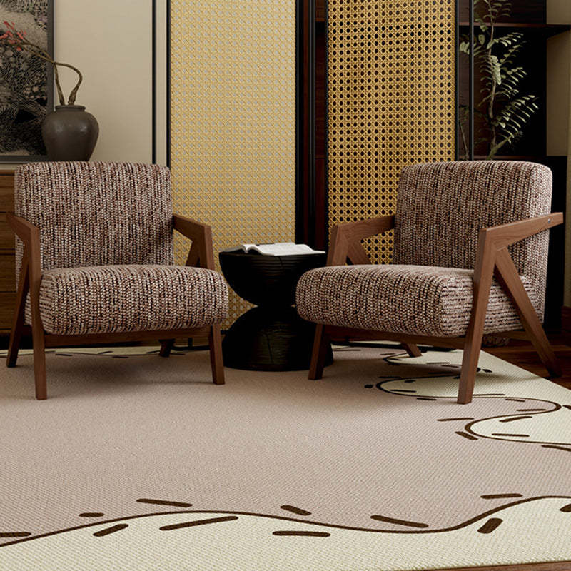 Vintage Wood Fabric Accent Chair