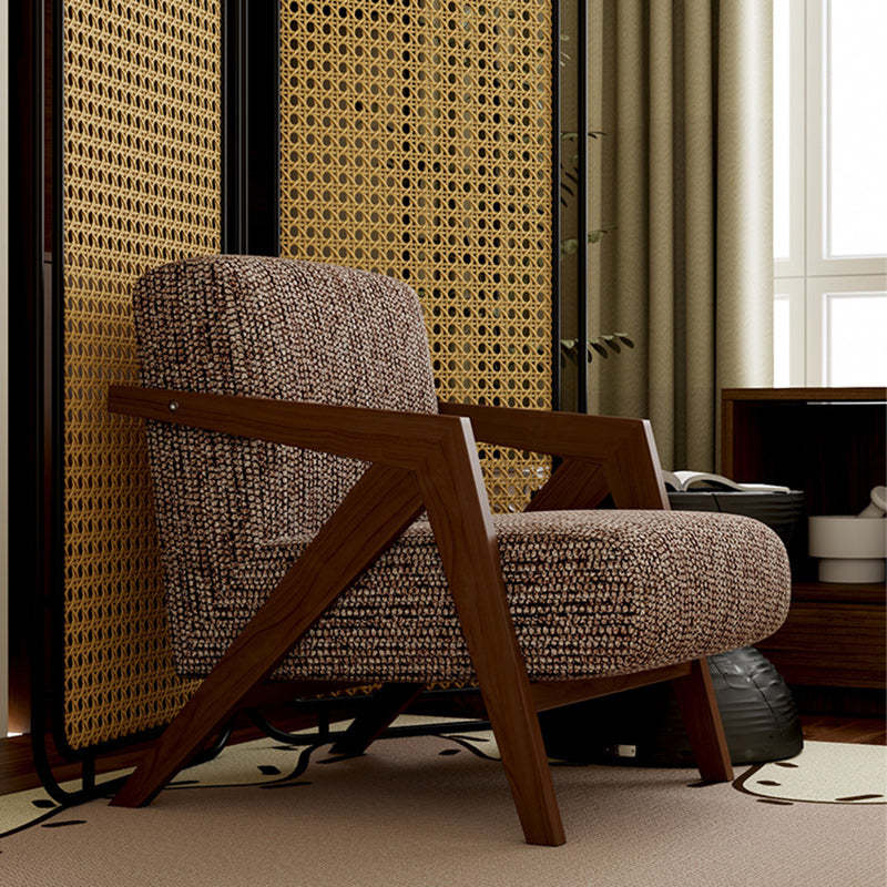 Vintage Wood Fabric Accent Chair