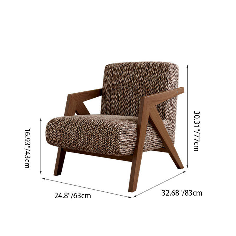 Vintage Wood Fabric Accent Chair