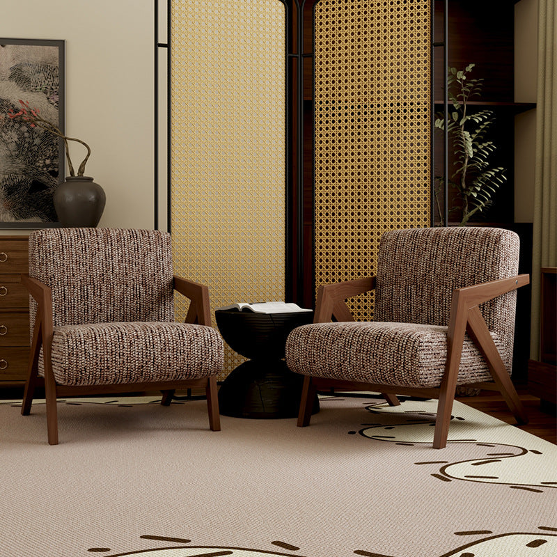 Vintage Wood Fabric Accent Chair