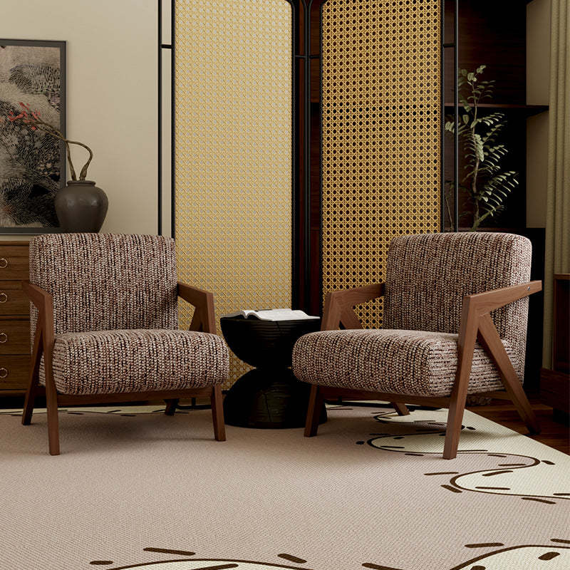 Vintage Wood Fabric Accent Chair