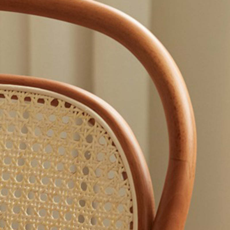 Nordic Round Rattan Wood Fabric Chair