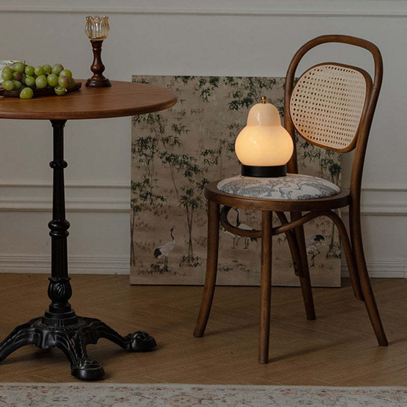 Nordic Round Rattan Wood Fabric Chair