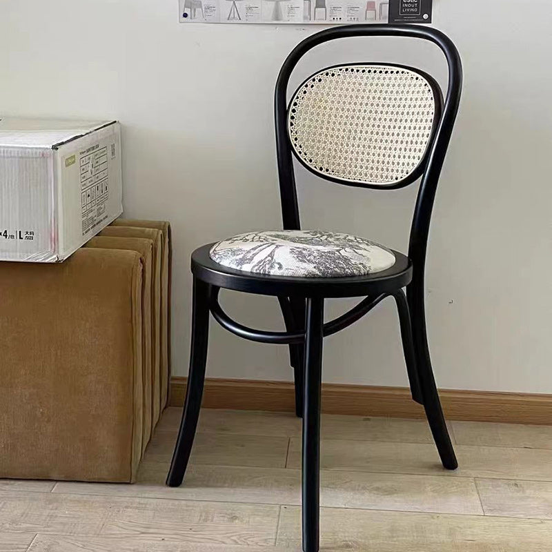 Nordic Round Rattan Wood Fabric Chair