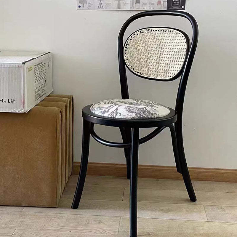 Nordic Round Rattan Wood Fabric Chair