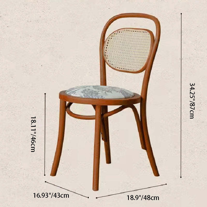 Nordic Round Rattan Wood Fabric Chair — Black