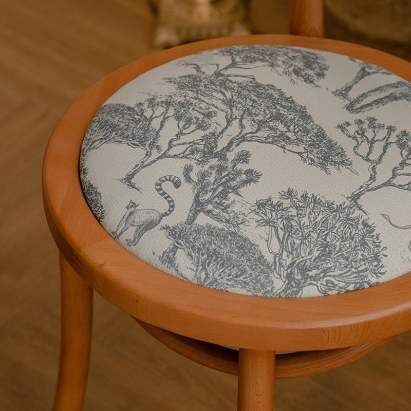 Nordic Round Rattan Wood Fabric Chair