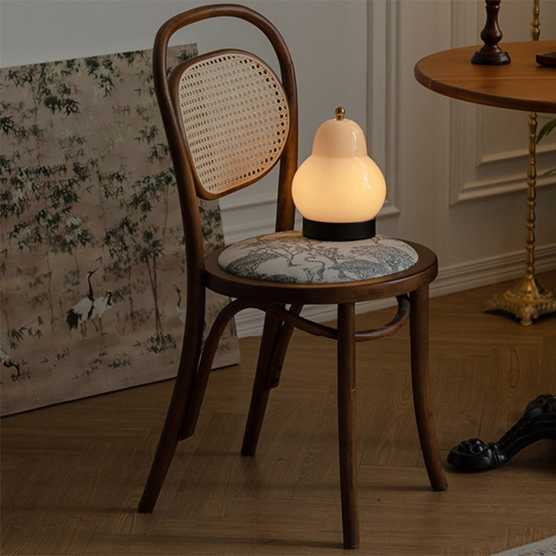 Nordic Round Rattan Wood Fabric Chair