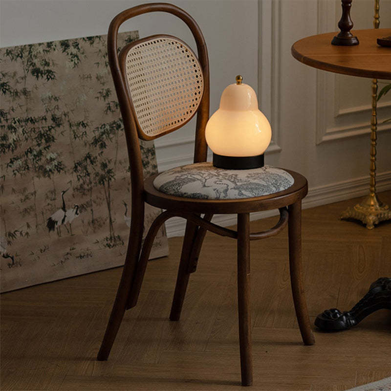 Nordic Round Rattan Wood Fabric Chair