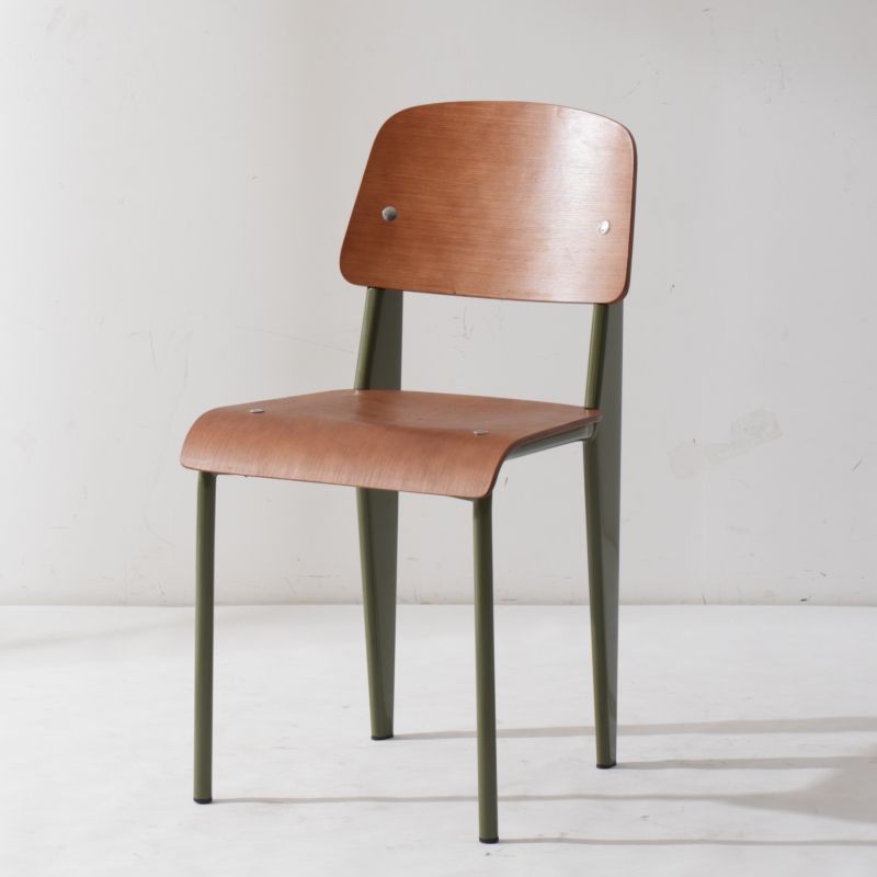 Vintage Rectangular Wood Chair — Green