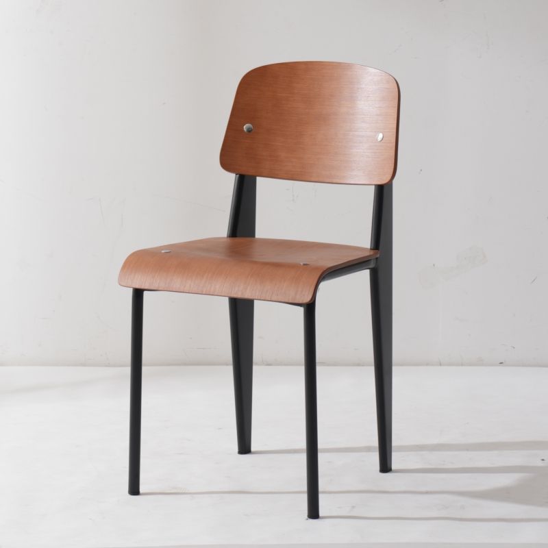 Vintage Rectangular Wood Chair — Black