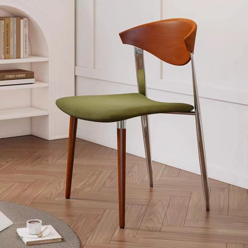 Vintage Velvet Steel Wood Chair