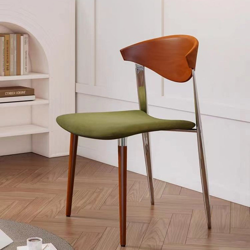 Vintage Velvet Steel Wood Chair