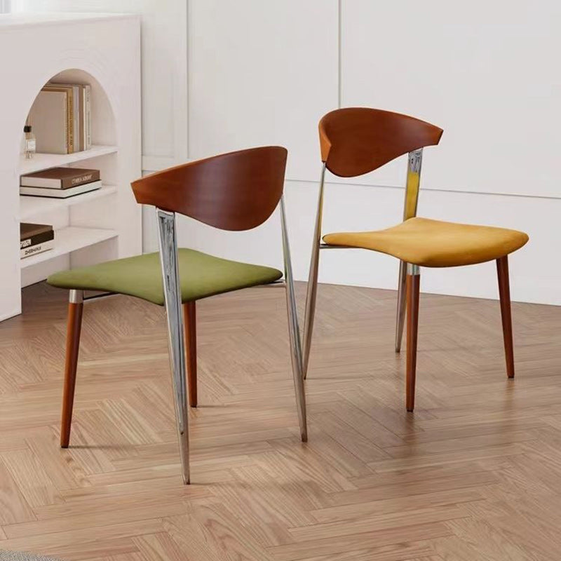Vintage Velvet Steel Wood Chair