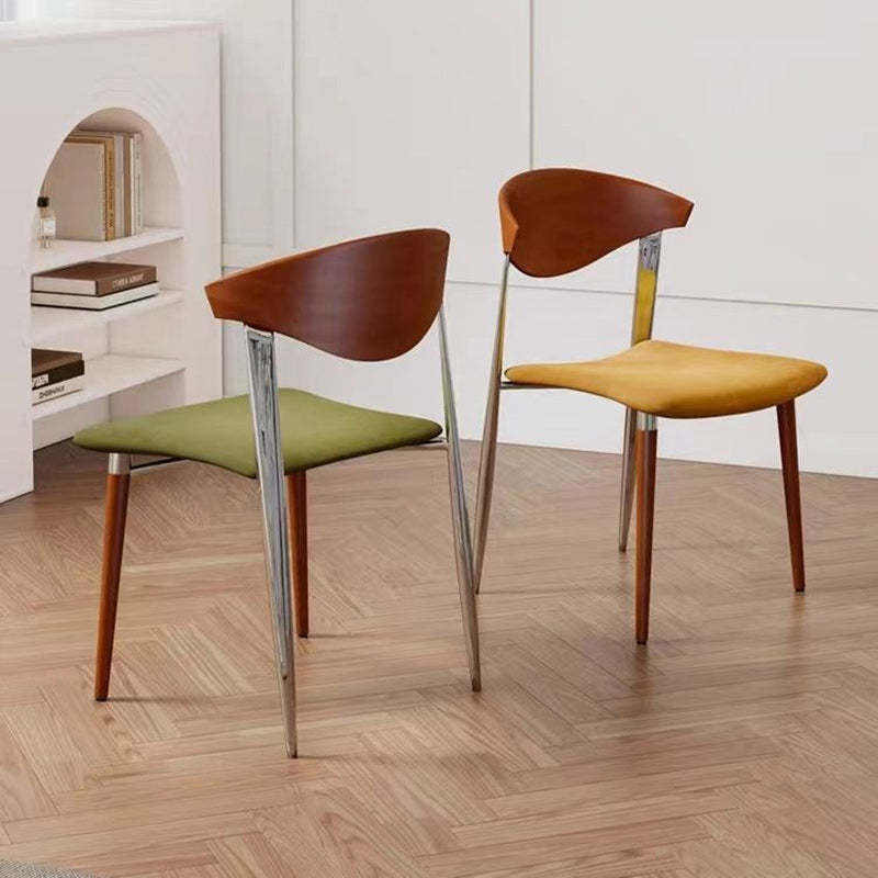 Vintage Velvet Steel Wood Chair
