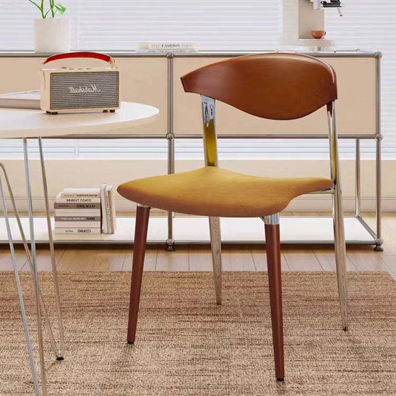 Vintage Velvet Steel Wood Chair — Yellow