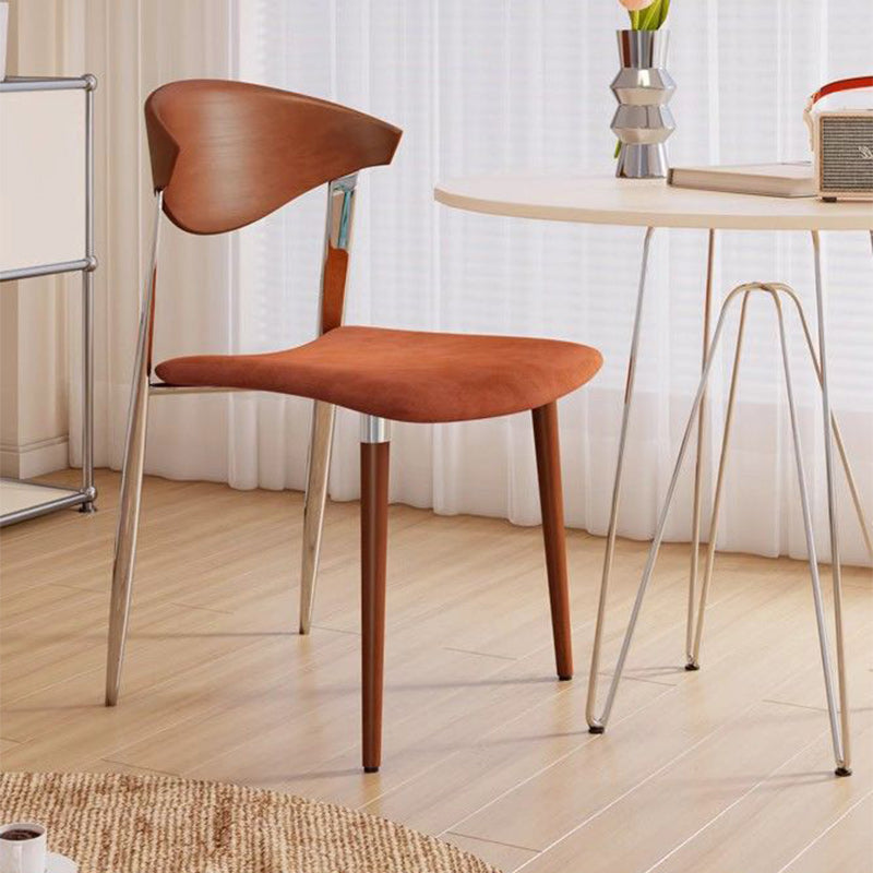 Vintage Velvet Steel Wood Chair