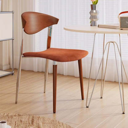 Vintage Velvet Steel Wood Chair
