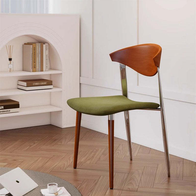Vintage Velvet Steel Wood Chair