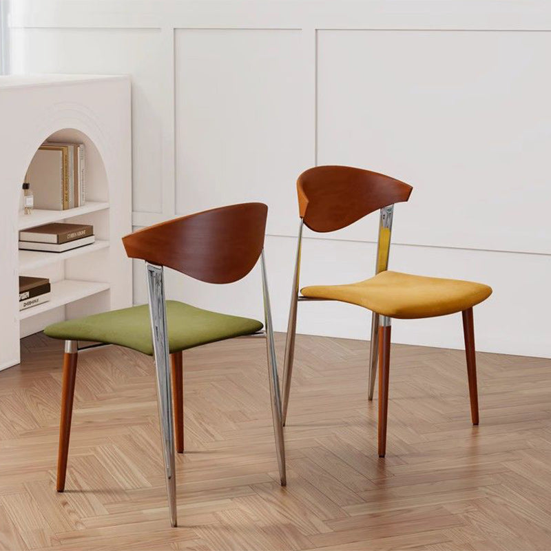 Vintage Velvet Steel Wood Chair