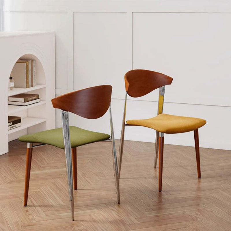 Vintage Velvet Steel Wood Chair