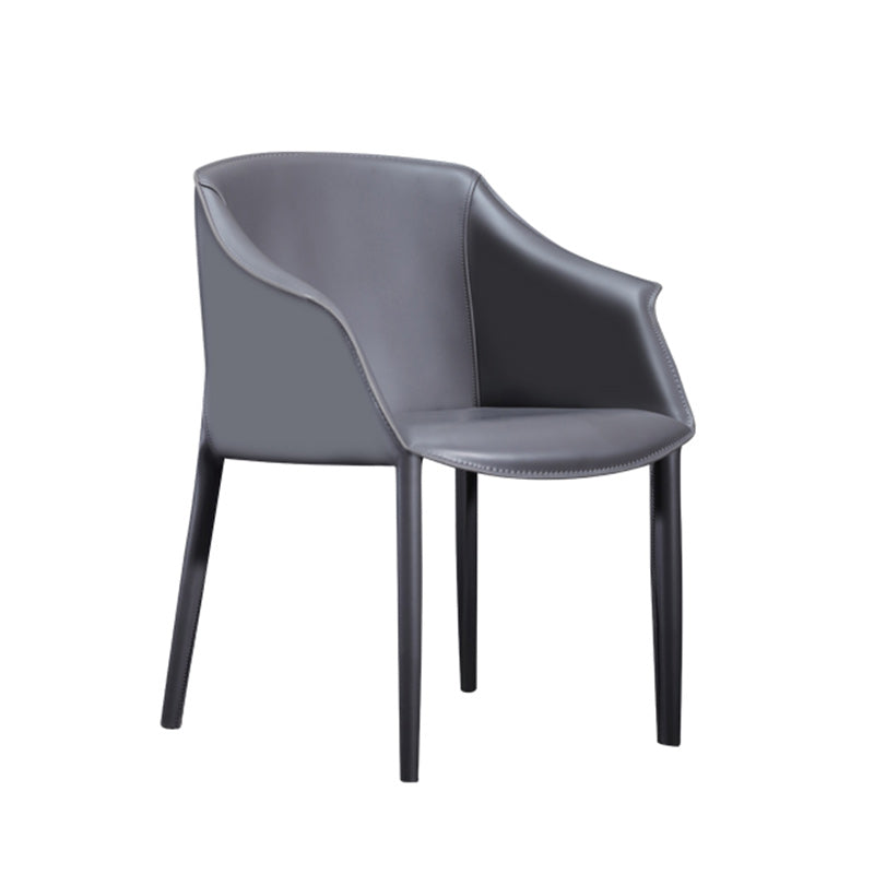 Scandinavian Square Leather Steel Armchair