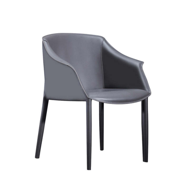Scandinavian Square Leather Steel Armchair