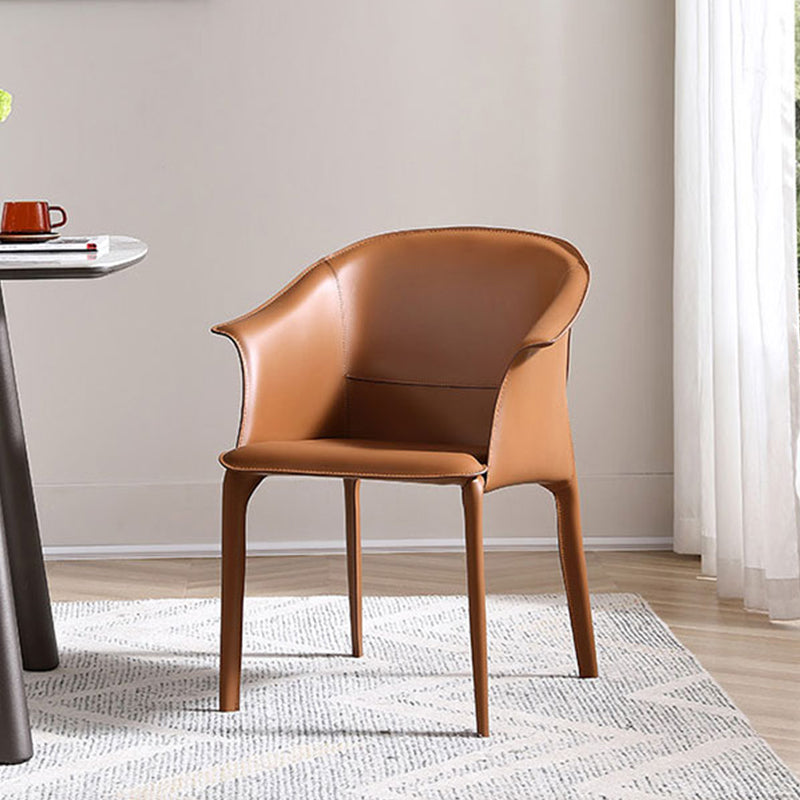Scandinavian Square Leather Steel Armchair
