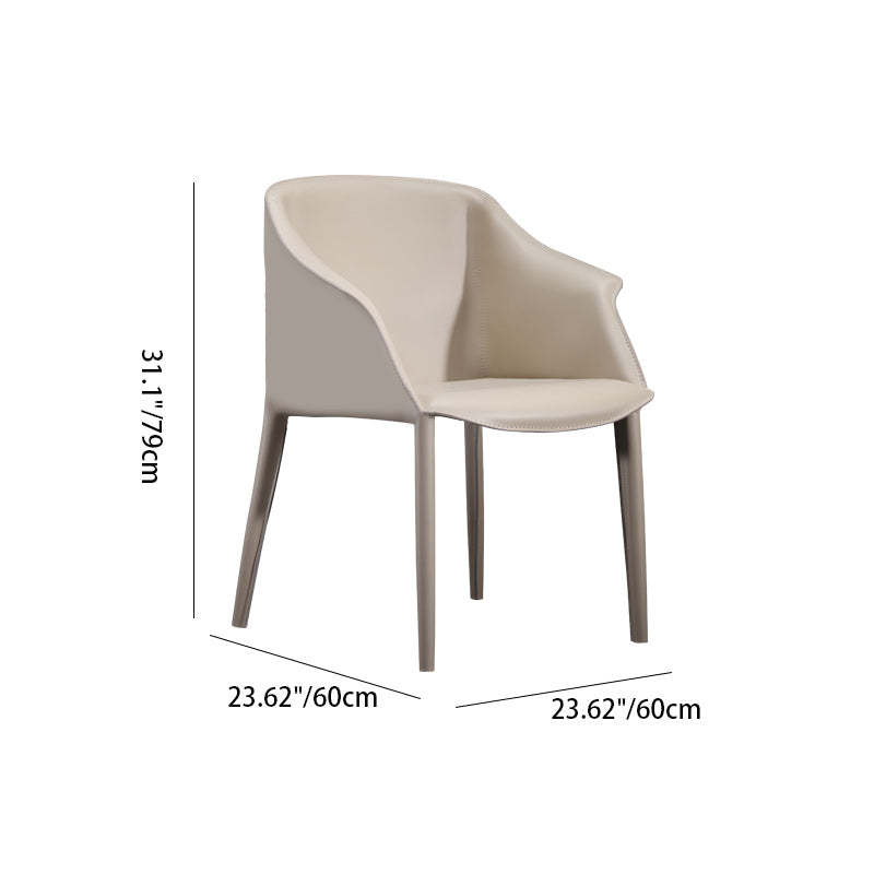 Scandinavian Square Leather Steel Armchair — Beige